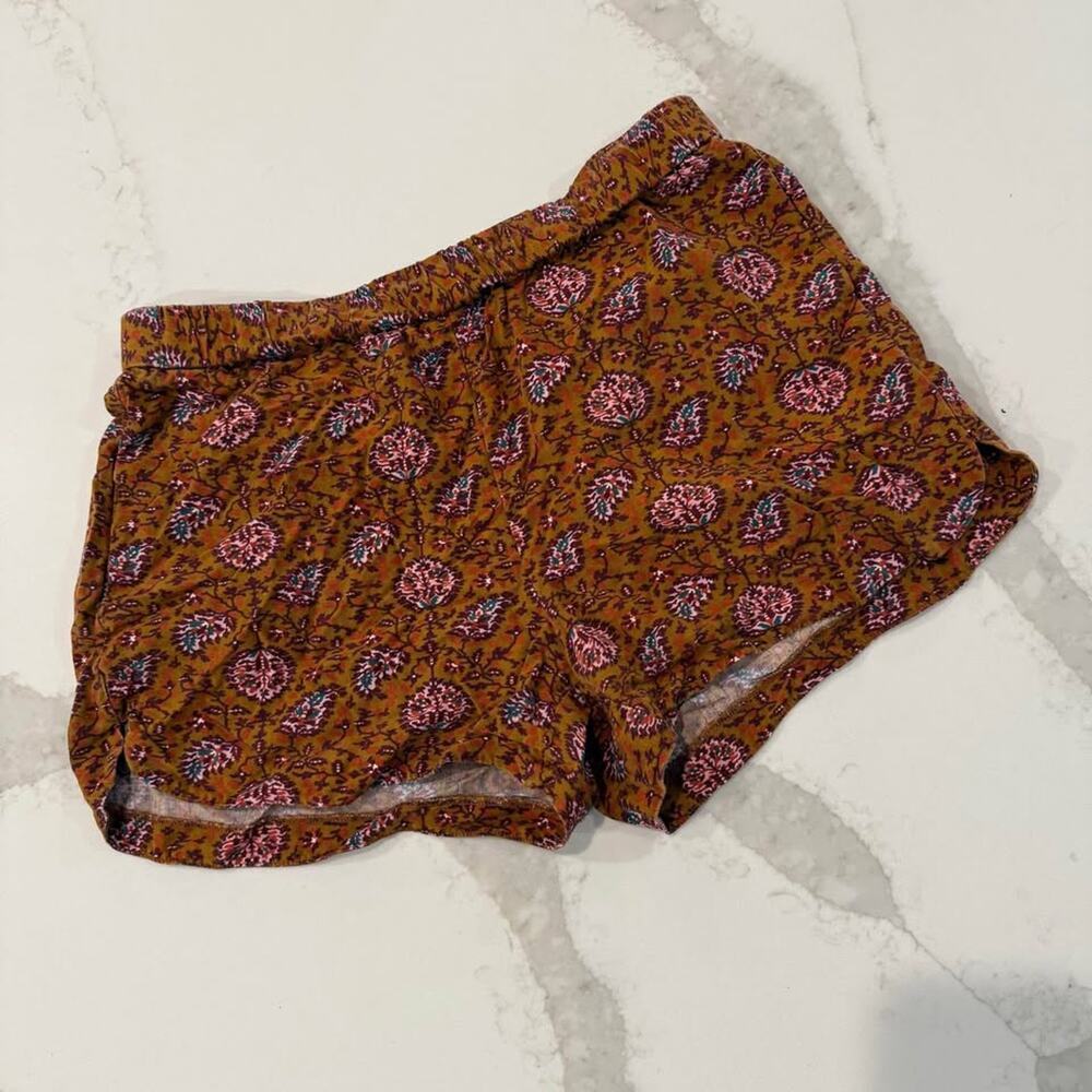 Madewell Drapey Pull On Paisley Festival Shorts Women's Medium Burnt Orange Boho